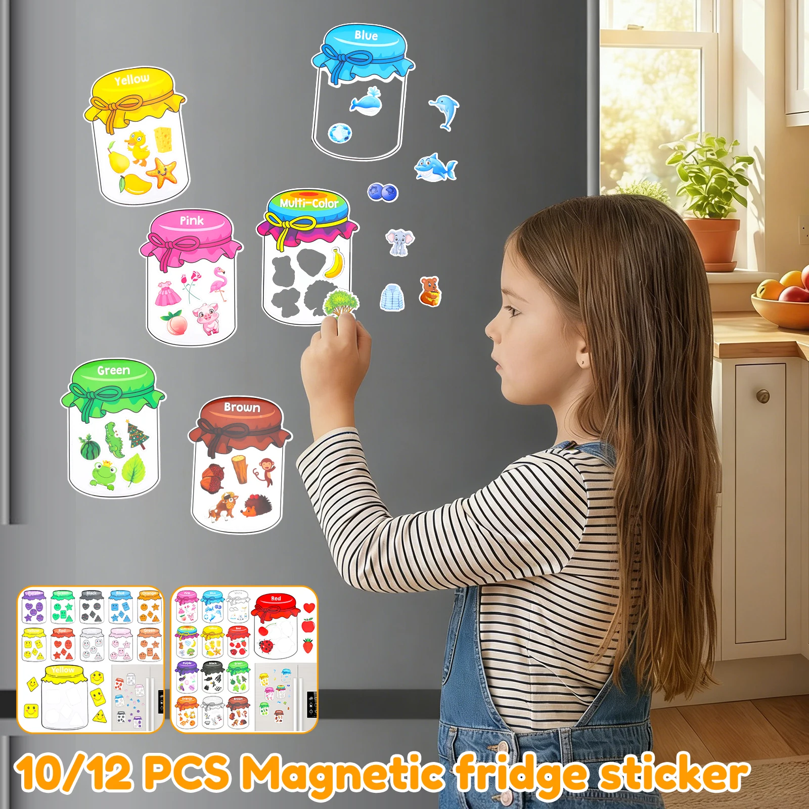 Kids Toys 2 Year Old - 12/10 Adet Renk Sıralama Buzdolabı Magneti,