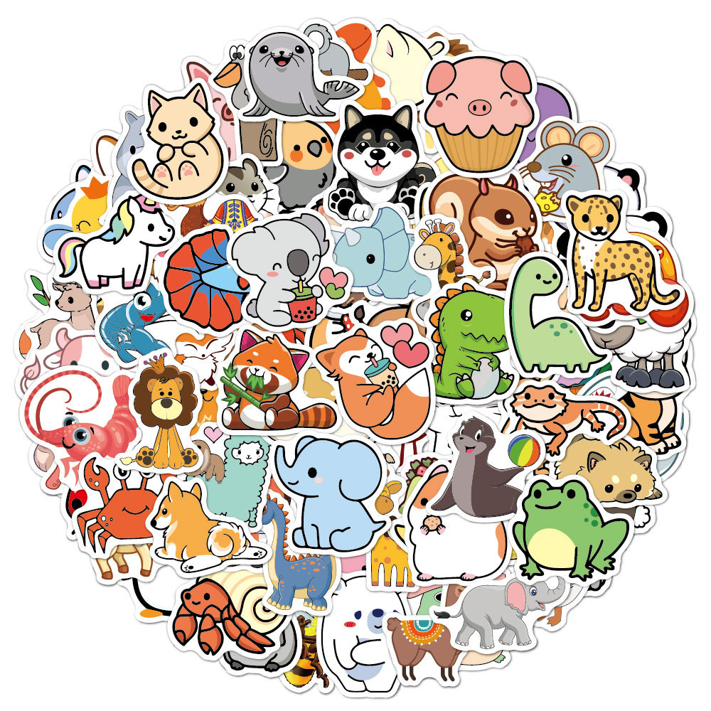 Kids Toys Logo - 100 adet Komik Hayvan Çıkartmaları Karikatür